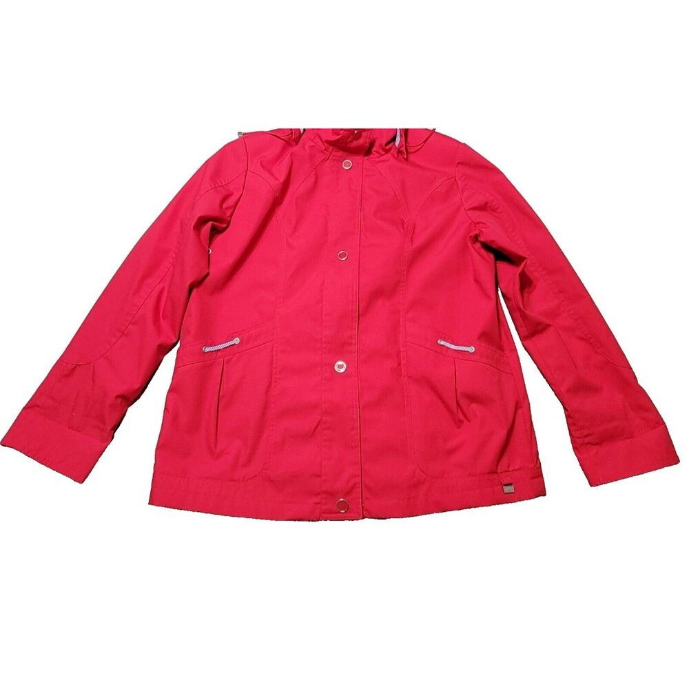 Mackintosh New England Women's Large Red Removable Hood Snap Button Rain Jacket - Picture 2 of 15